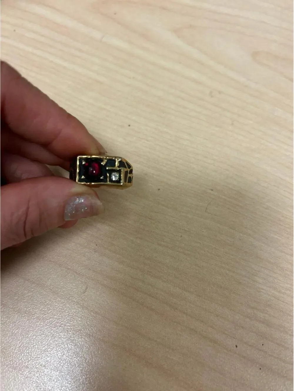 Men’s Classy Simulated Ruby and “Diamond “ Ring